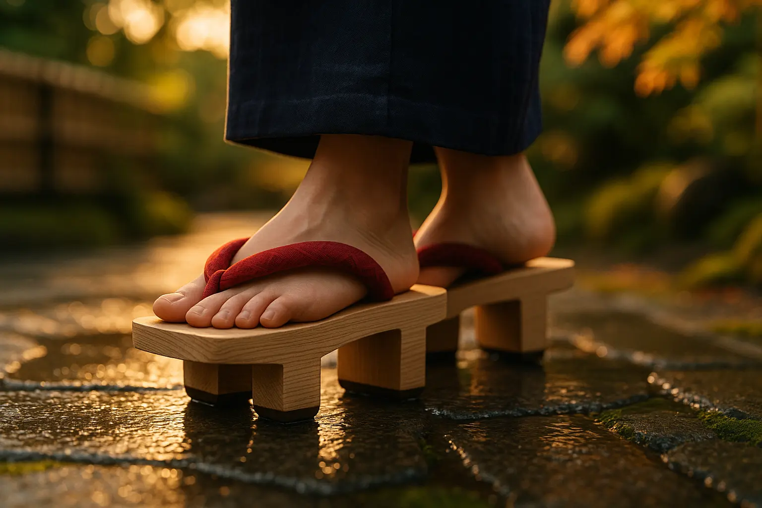 personne portant une paire de geta japonaise