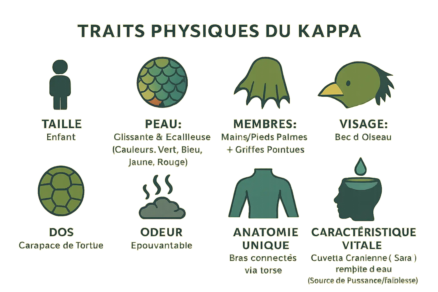 Illustration des traits physiques du Kappa