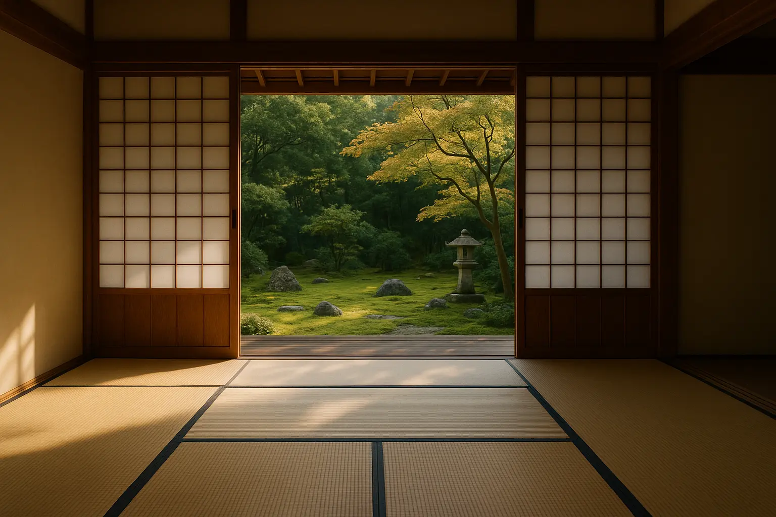 ouverture d'une porte traditionnelle au japon