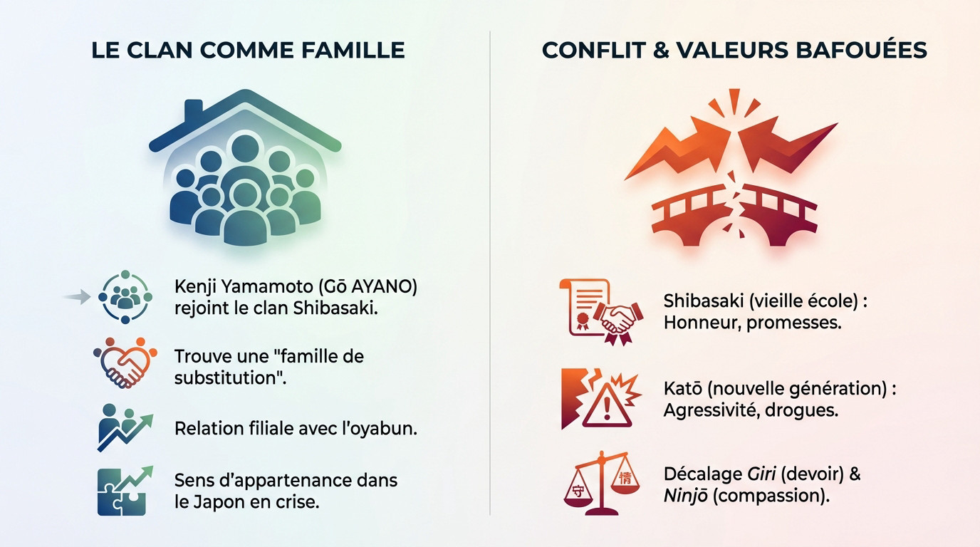 Scène du film A Family montrant Kenji Yamamoto face aux dilemmes du clan yakuza