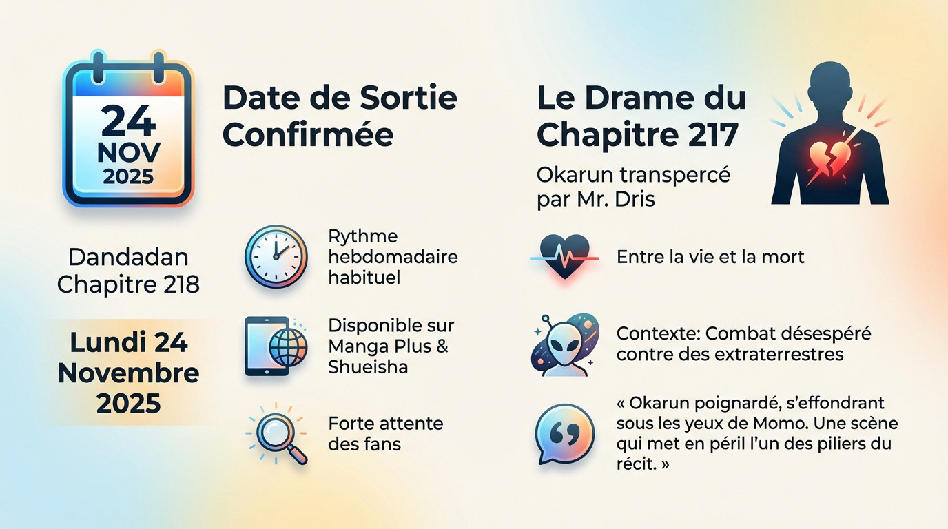 Okarun en danger critique face à Mr Dris dans Dandadan chapitre 217