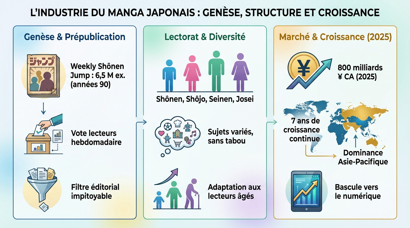 Analyse de la structure industrielle du manga au Japon et de son modèle de prépublication