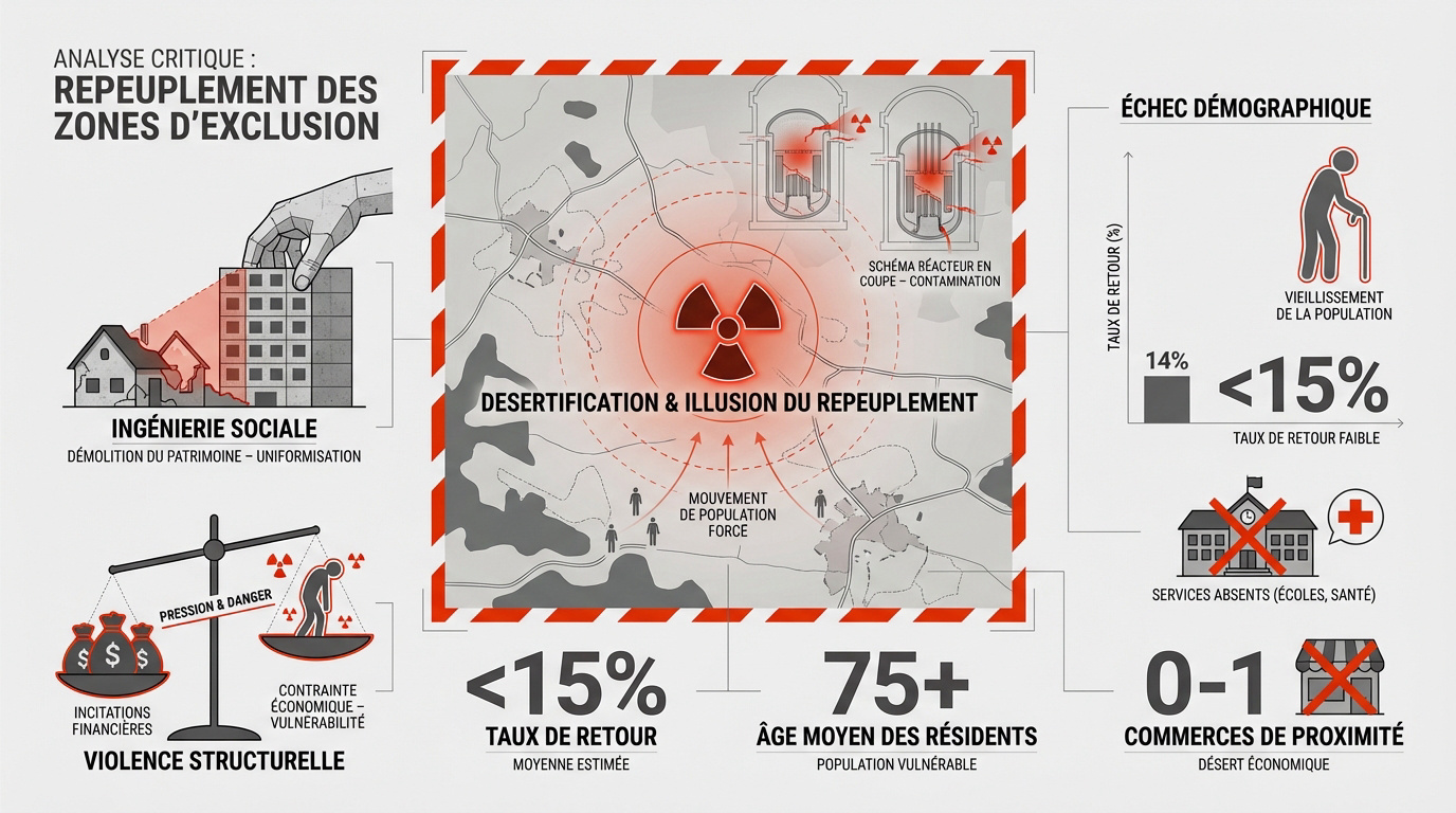 Analyse critique du repeuplement et des zones d'exclusion à Fukushima