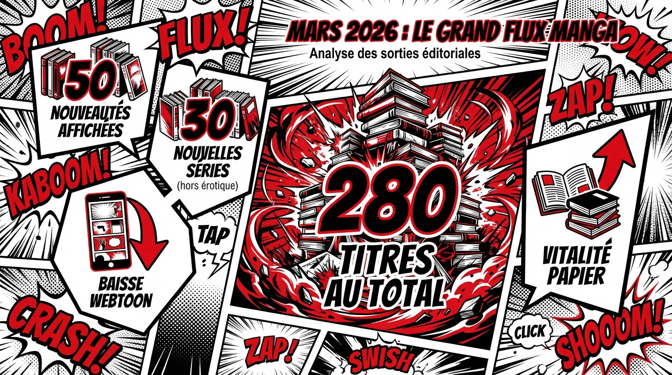 Représentation visuelle de la production manga pour le mois de mars 2026