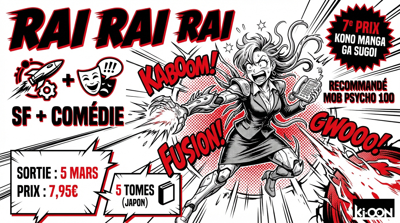 Illustration du manga Rai Rai Rai montrant l'héroïne Sumire et sa mutation alien