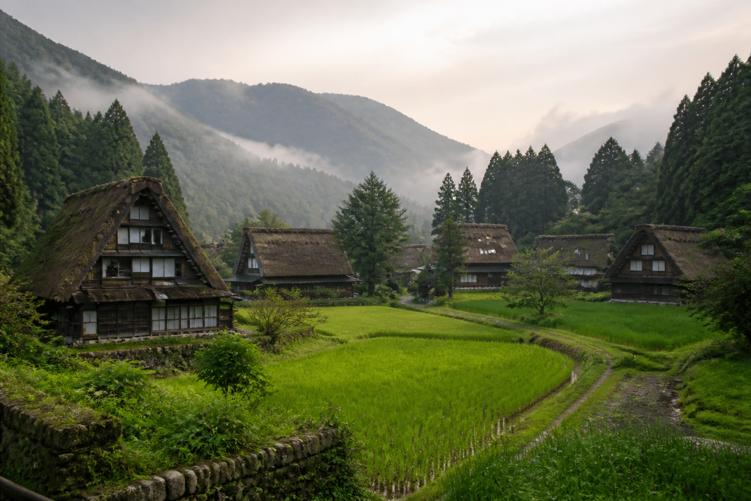 village de Gokayama hameau Ainokura fermes gassho-zukuri alternative tranquille à Shirakawa-go