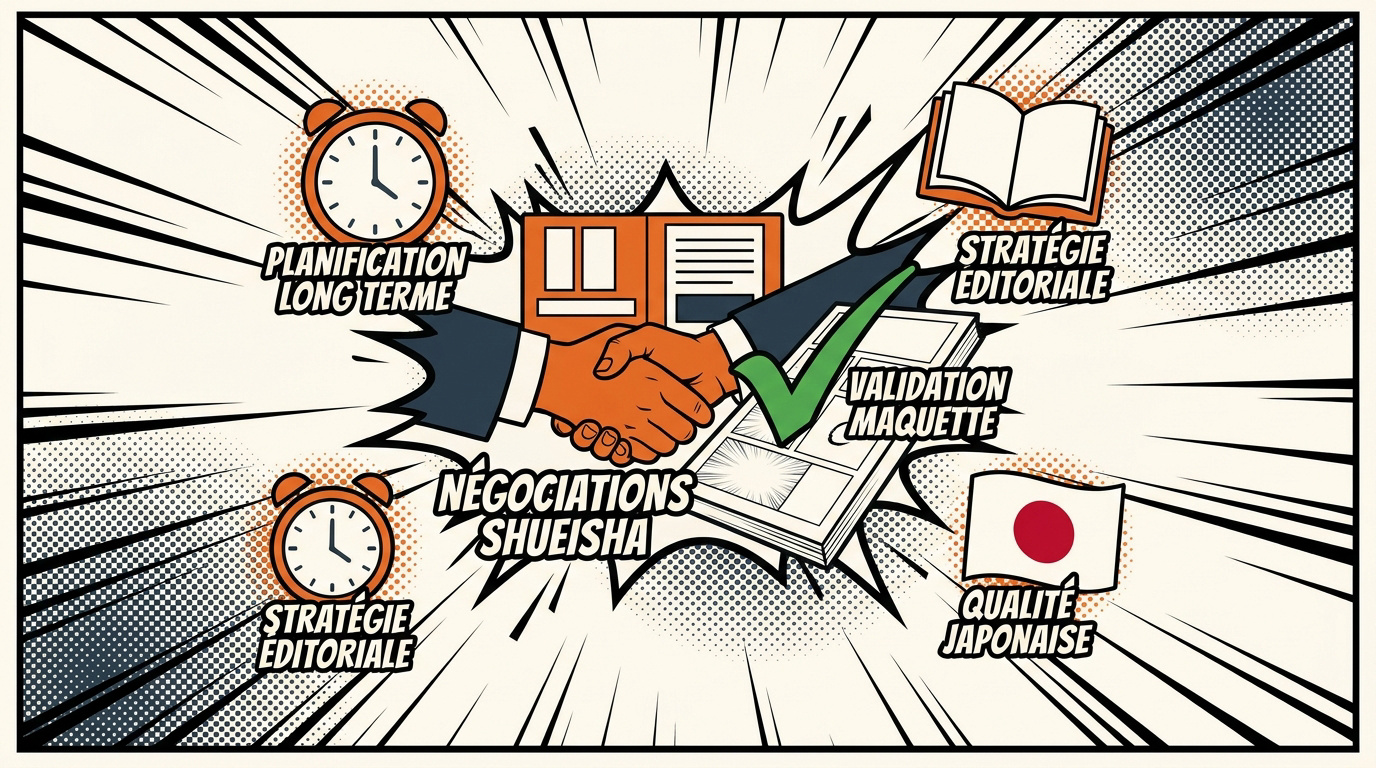 Processus d'édition et de validation d'un manga shonen entre la France et le Japon