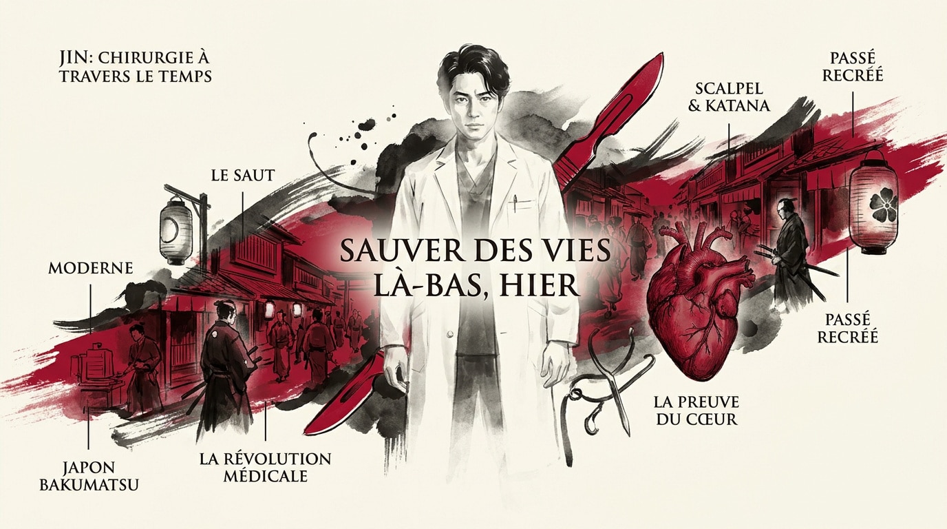 Le docteur Jin Minakata pratiquant une intervention chirurgicale complexe dans le Japon de l'ère Edo